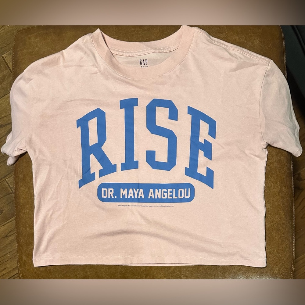 Teen Pink and Blue GAP “Rise” Maya Angelou Shirt